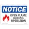 Signmission OSHA Sign, Open Flame During Operation With Symbol, 10in X 7in Rigid Plastic, 7" W, 10" L, Landscape OS-NS-P-710-L-17002 - alternate 1